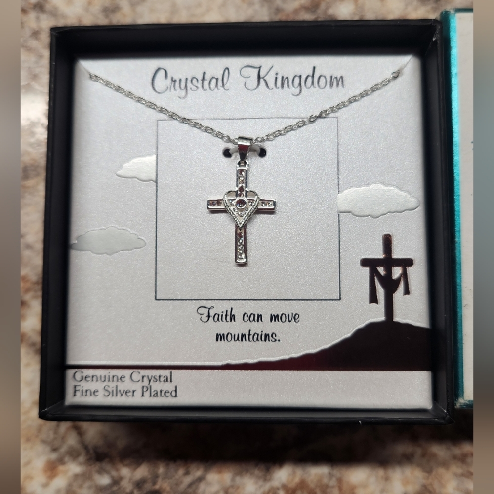 Beautiful Crystal Kingdom Cross Necklace New With Tags